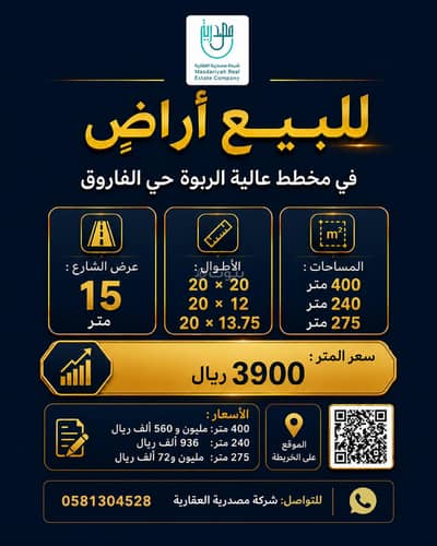 ارض سكنية  للبيع في وسط الرياض، الرياض - أرض للبيع في حي الفاروق، مدينة الرياض