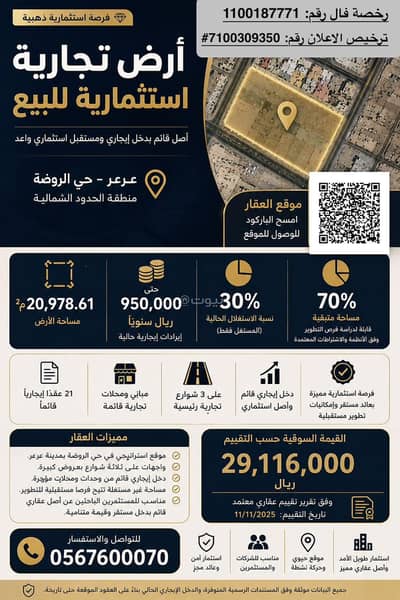 Commercial Land for Sale in Ar Rawdah, Arar Northern Borders Region - Commercial investment land for sale in Al-Rawdah, Arar Commercial Land for Sale in Ar Rawdah, Arar Northern Borders Region - Commercial investment land for sale in Al-Rawdah, Arar