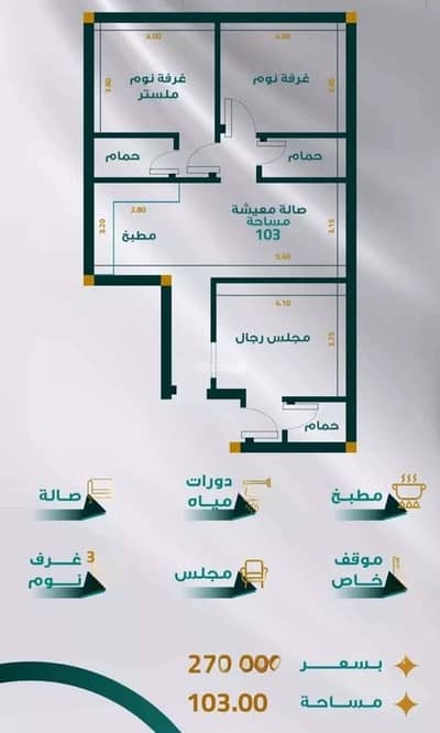 3 Bedroom Apartment for Sale in North Jeddah, Jeddah - Apartment for sale in Al Mraikh, North Jeddah