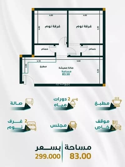 فلیٹ 2 غرفة نوم للبيع في شمال جدة، جدة - شقة للبيع في الفيحاء، شمال جدة