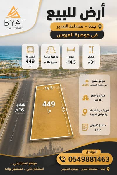 ارض سكنية  للبيع في الغدير، جدة - أرض سكنية للبيع في الغدير، جدة