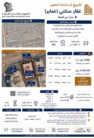 عمارة سكنية 5 غرف نوم للبيع في شمال جدة، جدة - مبنى سكني للبيع في الصفا، جدة