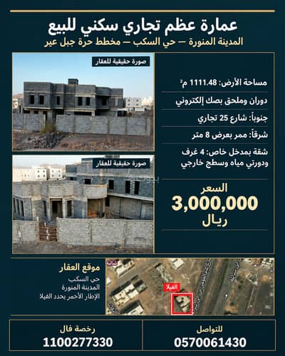 فیلا 4 غرف نوم للبيع في السكب، المدينة المنورة - **عمارة عظم استثمارية بواجهة تجارية في المدينة المنورة — سكن فاخر أو مشروع واعد** فیلا 4 غرف نوم للبيع في السكب، المدينة المنورة - **عمارة عظم استثمارية بواجهة تجارية في المدينة المنورة — سكن فاخر أو مشروع واعد**