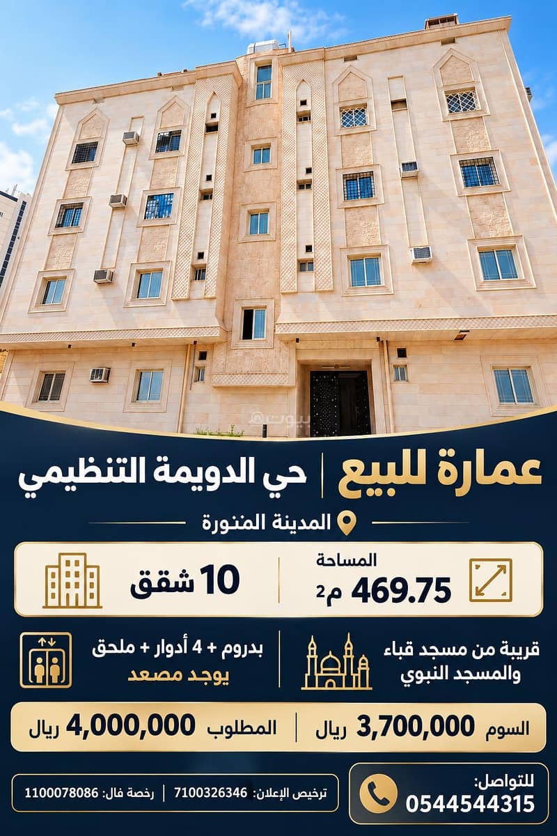 Building for sale near the Prophet's Mosque and Quba Mosque Building for sale near the Prophet's Mosque and Quba Mosque