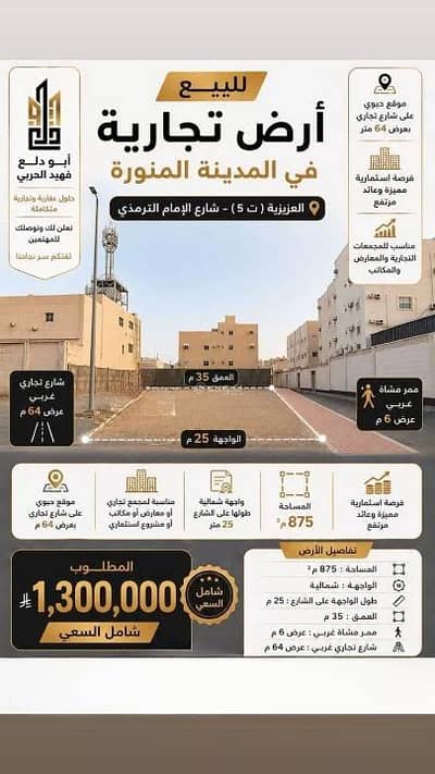 ارض سكنية للبيع في العزيزية، المدينة المنورة - أرض للبيع في حي العزيزية، المدينة المنورة ارض سكنية للبيع في العزيزية، المدينة المنورة - أرض للبيع في حي العزيزية، المدينة المنورة
