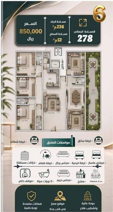 6 Bedroom Apartment for Sale in North Jeddah, Jeddah - Apartment For Sale in Al Nuzhah, North Jeddah