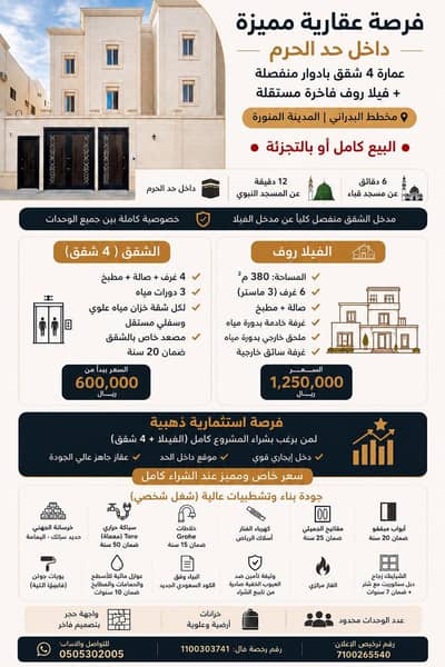Residential Building for Sale in Mudhainib, Madina - An apartment building in the Al-Badrani development (4 apartments and a villa) for sale in full or in parts. Residential Building for Sale in Mudhainib, Madina - An apartment building in the Al-Badrani development (4 apartments and a villa) for sale in full or in parts.