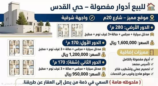 3 Bedroom Floor for Sale in East Riyadh, Riyadh - Floor for sale on Street 3, Al Quds District, Riyadh City, Riyadh Region 3 Bedroom Floor for Sale in East Riyadh, Riyadh - Floor for sale on Street 3, Al Quds District, Riyadh City, Riyadh Region