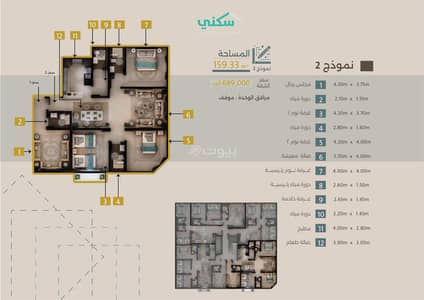 3 Bedroom Apartment for Sale in North Jeddah, Jeddah - 3 Bedroom Model - 2 For Sale in Artas 16, Jeddah