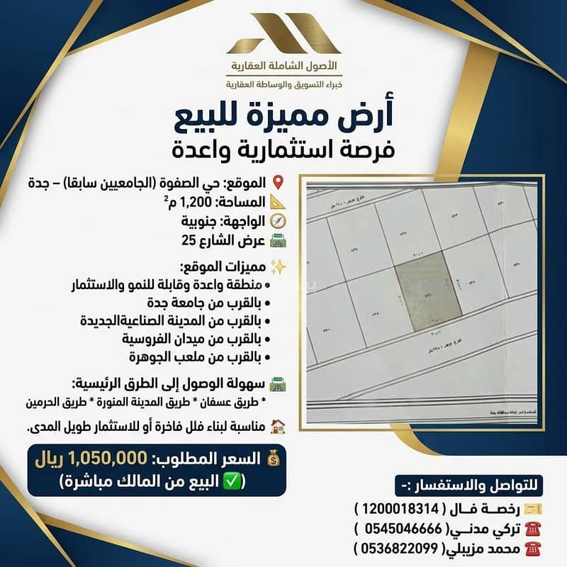أرض مميزة للبيع في حي الصفوة ( الجامعيين سابقا ) أرض مميزة للبيع في حي الصفوة ( الجامعيين سابقا )
