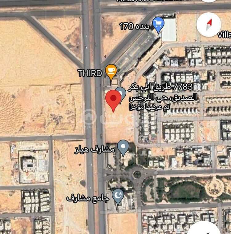 أرض تجارية (راس بلك) للبيع على طريق أبو بكر الصديق بالنرجس، شمال الرياض