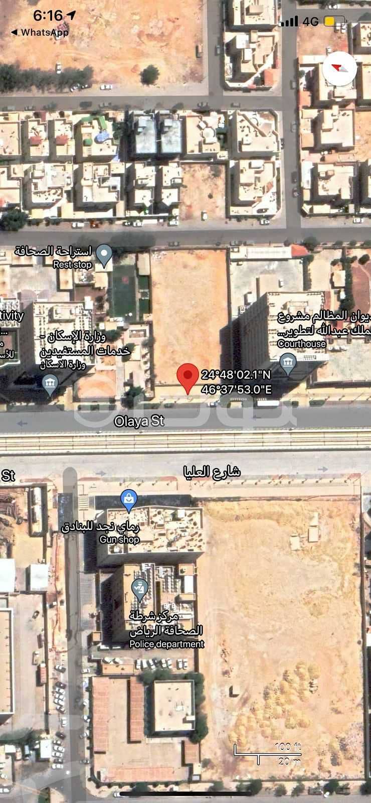أرض تجارية مميزة للبيع في حي الصحافة، شمال الرياض
