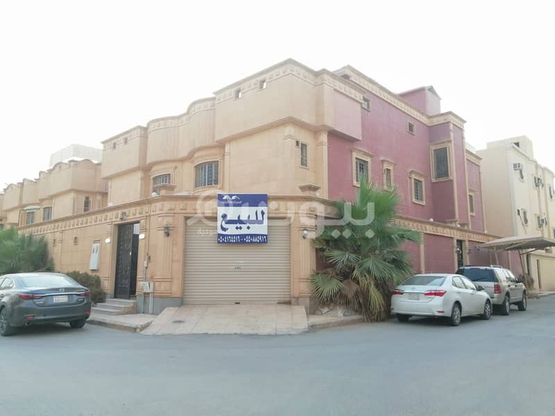 Contiguous corner villa with internal stairs for sale in Qurtubah, East Riyadh