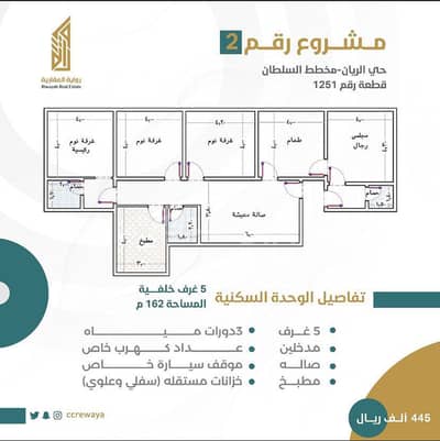 فلیٹ 2 غرفة نوم للبيع في جدة، المنطقة الغربية - شقق تمليك تحت الانشاء خمس غرف حي الريان مخطط السلطان