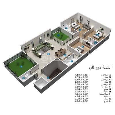 فلیٹ 3 غرف نوم للبيع في الرياض، منطقة الرياض - شقة دور ثاني للبيع بمشروع الدانة B6 في الرمال، شرق الرياض