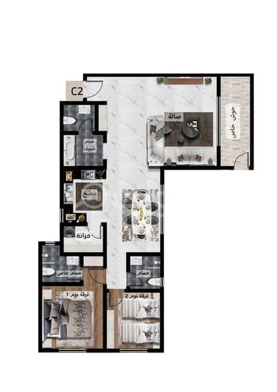 2 Bedroom Flat for Sale in Riyadh, Riyadh Region - For Sale Apartment In Al Malqa, North Riyadh