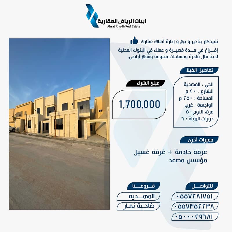 Villa in Riyadh，West Riyadh，Al Mahdiyah 4 bedrooms 1700000 SAR - 87513461