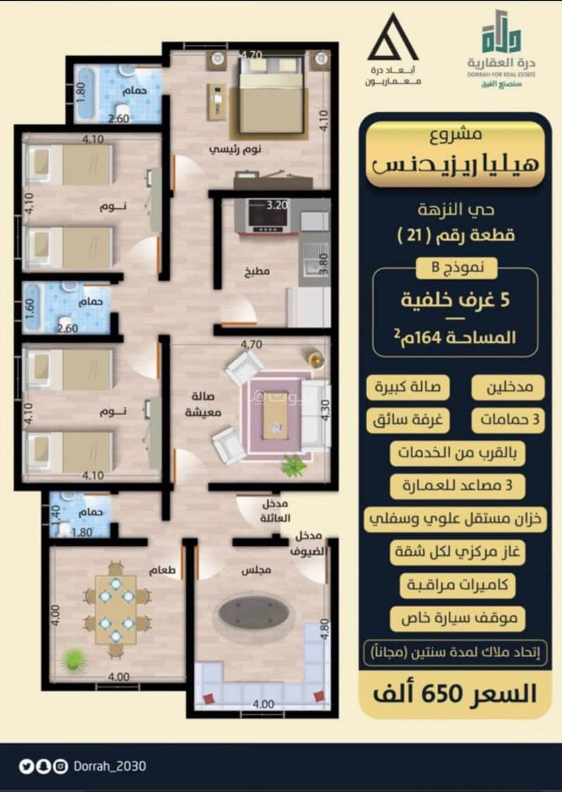 Apartment in Jeddah，North Jeddah，Al Nuzhah 650000 SAR - 87526056