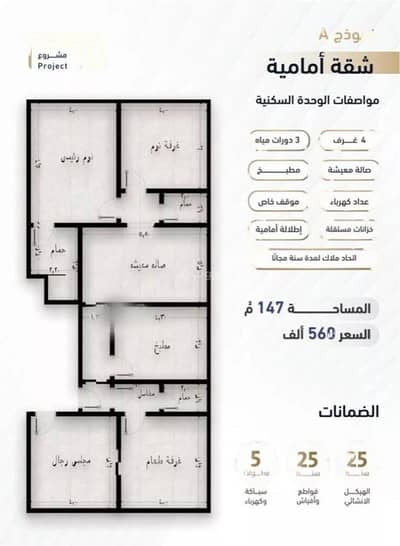 4 Bedroom Flat for Sale in Jeddah, Western Region - 4 Rooms Apartment For Sale, Abu France Street, Jeddah