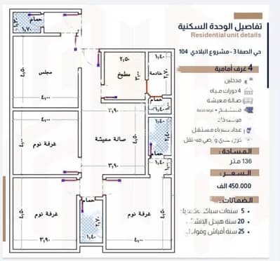 4 Bedroom Apartment for Sale in Jeddah, Western Region - 4 Rooms Apartment For Sale, Al Nuzhah, Jeddah