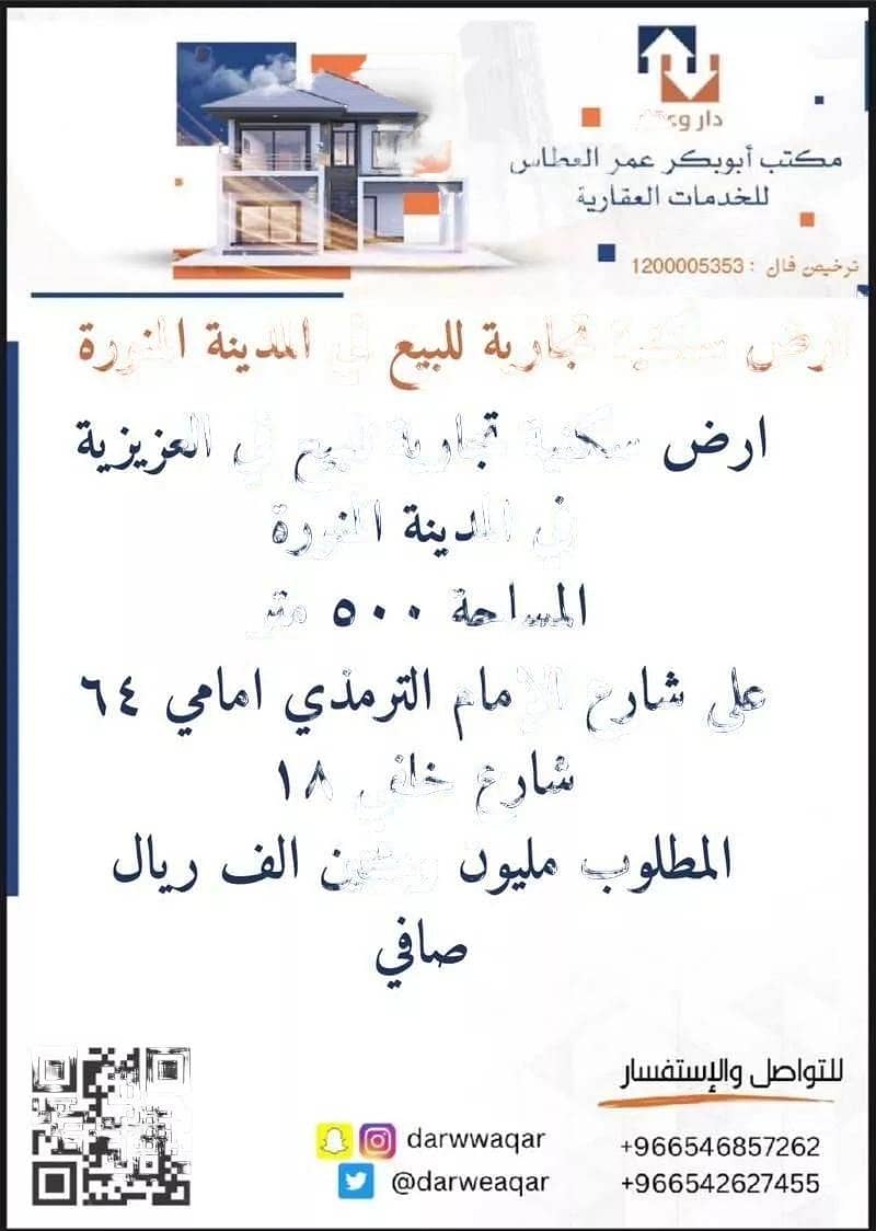 Land for Sale in Al Aziziyah, Al Madinah