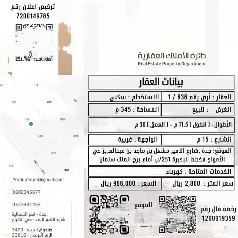 Land For Sale, Ma'awiyah Bin Hudayfah Street, Jeddah