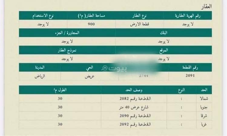 أرض سكنية للبيع في عريض الرياض