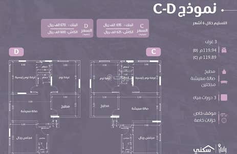 3 Bedroom Flat for Sale in North Jeddah, Jeddah - Apartment for sale in Al Nahda, north of Jeddah