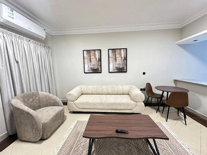 New one-bedroom apartment with a spacious living room for monthly rent in Al Khaleej, Riyadh.