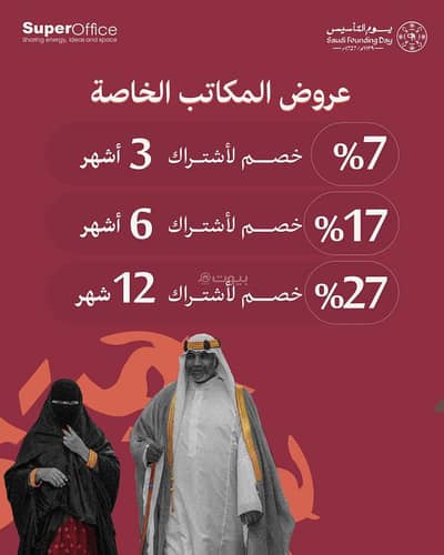 مكتب  للايجار في غرب الرياض، الرياض - مكاتب مؤثثة للإيجار مخدومة في وسط الرياض