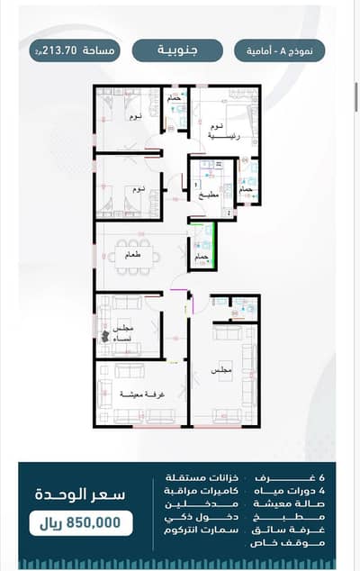 6 Bedroom Flat for Sale in North Jeddah, Jeddah - 6 bedroom apartment for sale in Al Murwah, Jeddah