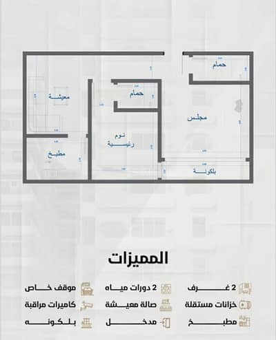 شقة 2 غرفة نوم للبيع في شمال جدة، جدة - شقة من غرفتين في درب الحرمين ببلكونة ومقابل حديقة