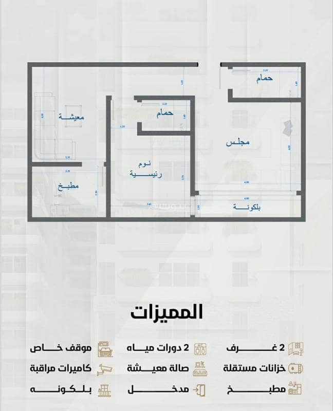 شقة من غرفتين في درب الحرمين ببلكونة ومقابل حديقة