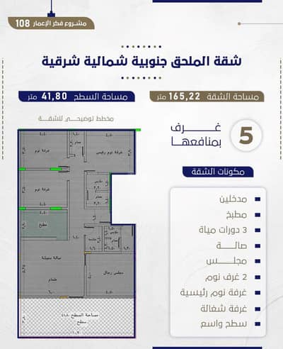 شقة 4 غرف نوم للبيع في شمال جدة، جدة - تملك ملحق روف فاخرة للبيع بجدة حي الروضة جديد من المالك مباشرة