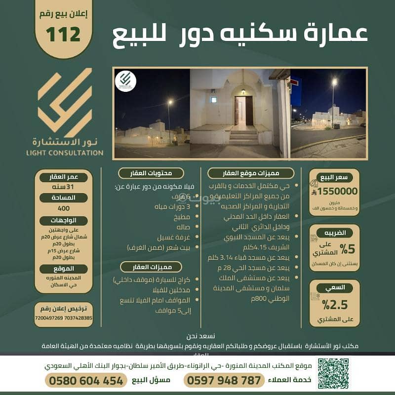 عمارة دور سكنية (فيلا) للبيع ، المدينة المنورة الاسكان عمارة دور سكنية (فيلا) للبيع ، المدينة المنورة الاسكان