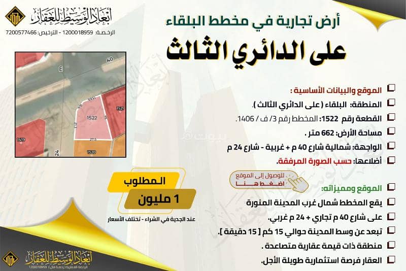 Land - commercial investment property in Balqa - third circle