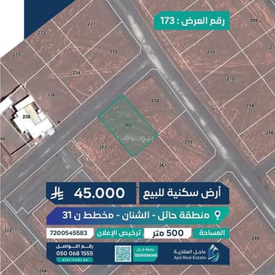 ارض  للبيع في الشنان - أرض سكنية للبيع