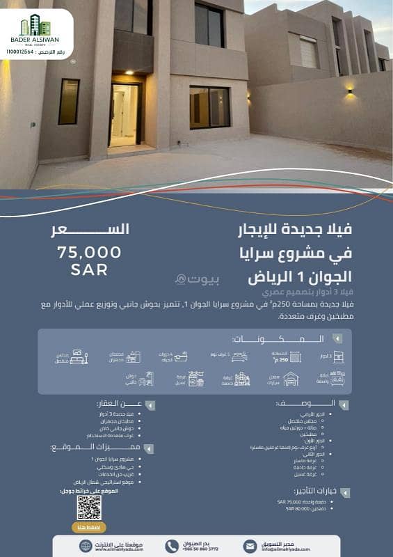 فيلا جديدة للإيجار في مشروع سرايا – الجوان 1، الرياض فيلا جديدة للإيجار في مشروع سرايا – الجوان 1، الرياض