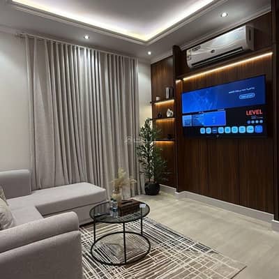 1 Bedroom Flat for Rent in Riyadh - A hotel apartment with a sophisticated design in a lounge, bedroom and external courtyard