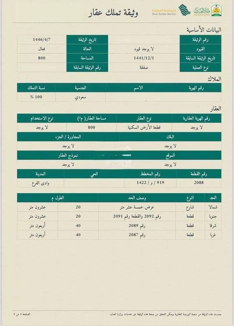 أرض للبيع في حي مخطط وادي الفرع, مدينة وادي الفرع, منطقة المدينة المنورة
