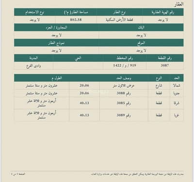 Land for Sale in Wadi Al Foraa - Land 110850 SAR - 87728144
