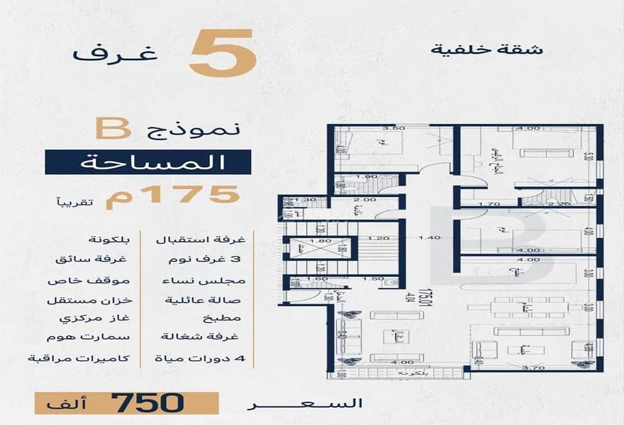 فرصة الاستثمار شقة ٥ غرف الروضة ٧٥٠ الف كاش