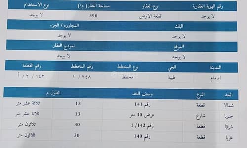 ارض سكنية  للبيع في طيبة، الدمام - الدمام طيبه