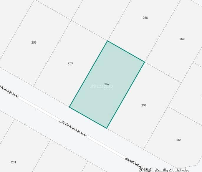 For sale: a residential land in Al Waha neighborhood in Unaizah.