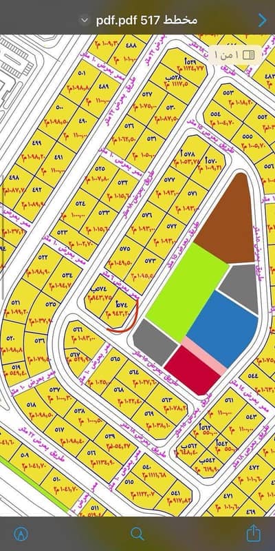 Residential Land for Sale in Al Hazm 1, Jazan - Plot number 574 A in the 517 plan, Al-Hazm neighborhood, located in King Abdullah suburb in the city of Jizan.