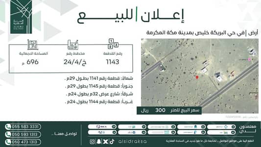 ارض سكنية  للبيع في البريكه المنطقة الغربية - أرض سكنية للبيع