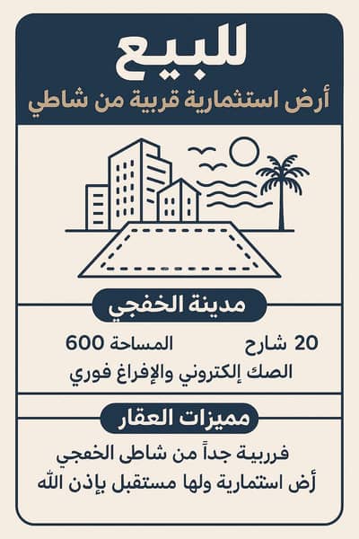 ارض سكنية  للبيع في الشاطئ، الخفجي - أرض سكنية للبيع في الشاطئ، الخفجي
