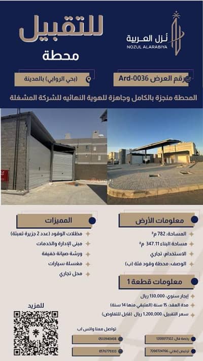 محطة  للايجار في الروابي، المدينة المنورة - محطة وقود للإيجار في الروابي، المدينة المنورة