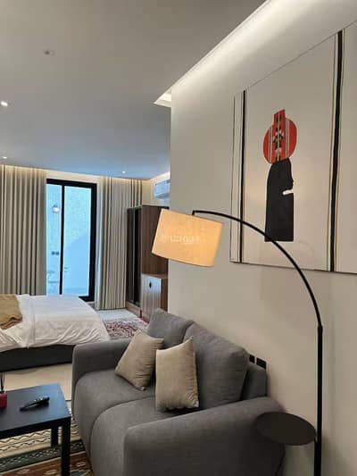 شقة 1 غرفة نوم للايجار في شمال الرياض، الرياض - النرجس - استوديو أنيق تصميم فندقي مع بلكونة #03