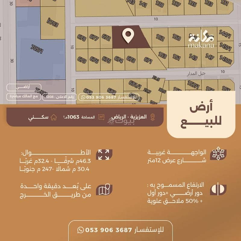 أرض سكنية للبيع في حي العزيزية، الرياض أرض سكنية للبيع في حي العزيزية، الرياض